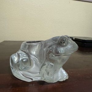 Indiana Glass Co. Clear Glass Frog Votive Candle Holder Ohio USA 3 " Height